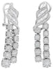 2.55CT DIAMOND 18K WHITE GOLD ROUND & BAGUETTE 2 ROW GRADUATING HANGING EARRINGS