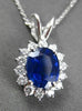 ESTATE LARGE 3.23CT DIAMOND & AAA SAPPHIRE 14KT WHITE GOLD OVAL FLOATING PENDANT