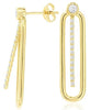 .43CT DIAMOND 14K YELLOW GOLD 3D ROUND SOLITAIRE PAPERCLIP FLEXIBLE BAR EARRINGS