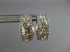 ESTATE .61CT DIAMOND 14KT WHITE GOLD ROUND ETOILE BEZEL 3 STONE HUGGIE EARRINGS