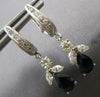 ESTATE 2.76CT DIAMOND & AAA SAPPHIRE 14KT WHITE GOLD TEAR DROP HANGING EARRINGS