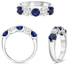 2.88CT DIAMOND & AAA SAPPHIRE 14KT WHITE GOLD 3D ROUND 5 STONE ANNIVERSARY RING