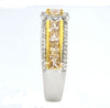 .57CT WHITE & FANCY YELLOW DIAMOND 18KT 2 TONE GOLD SQUARE HALO ENGAGEMENT RING
