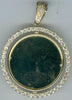 LARGE 2.02CT DIAMOND 14KT YELLOW GOLD 3D ENGRAVEABLE CIRCULAR FLOATING PENDANT