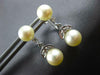 ESTATE .50CT DIAMOND & AAA SOUTH SEA PEARL 14KT WHITE GOLD LEAF EARRINGS #27036
