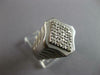 ESTATE .20CT DIAMOND 14KT WHITE GOLD 3D MATTE & SHINY GEOMETRICAL MENS RING