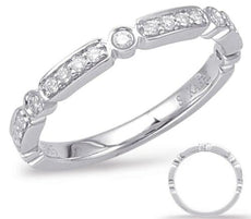 ESTATE .19CT DIAMOND 14KT WHITE GOLD 3D ROUND BEZEL & PRONG RECTANGULAR FUN RING