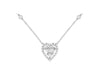 .32CT DIAMOND 14K WHITE GOLD ROUND & BAGUETTE CLUSTER DOUBLE HEART LOVE NECKLACE