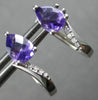 1.34CT DIAMOND & AAA AMETHYST 18K WHITE GOLD PEAR SHAPE & ROUND HANGING EARRINGS