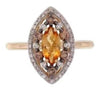 .89CT WHITE & MOCHA DIAMOND & AAA CITRINE 14KT YELLOW GOLD MARQUISE & ROUND RING