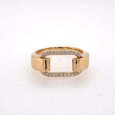 ESTATE .17CT DIAMOND 18KT YELLOW GOLD 3D CLASSIC RECTANGULAR LOVE KNOT FUN RING