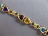 ESTATE 9.2CT AAA MULTI GEM 14KT YELLOW GOLD 3D MULTI HEART LOVE BRACELET