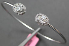 .43CT DIAMOND 18K WHITE GOLD ROUND & BAGUETTE INVISIBLE FLEXIBLE BANGLE BRACELET