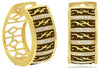 WIDE .33CT DIAMOND & BROWN ENAMEL 18K YELLOW GOLD OPEN FILIGREE HANGING EARRINGS