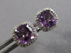 2.13CT DIAMOND & AAA AMETHYST 14KT WHITE GOLD CUSHION & ROUND HALO STUD EARRINGS