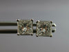 ESTATE 1.26CT DIAMOND 14KT WHITE GOLD PRINCESS SOLITAIRE STUD SCREWBACK EARRINGS