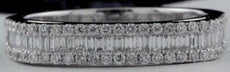 .45CT DIAMOND 18KT WHITE GOLD 3D ROUND & BAGUETTE SQUARE 3 ROW ANNIVERSARY RING