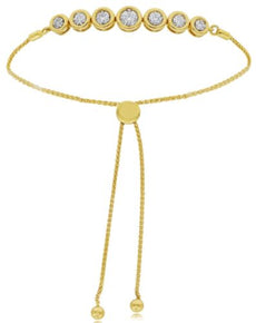 .51CT DIAMOND 14KT YELLOW GOLD ROUND 7 STONE GRADUATING ADJUSTABLE FUN BRACELET