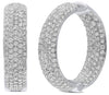 WIDE 5.97CT DIAMOND 14K WHITE GOLD 3D MULTI ROW INSIDE OUT HOOP HANGING EARRINGS
