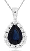 1.75CT DIAMOND & AAA SAPPHIRE 14K WHITE GOLD PEAR SHAPE & ROUND FLOATING PENDANT