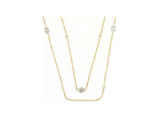.96CT DIAMOND 14K YELLOW GOLD 3D CLUSTER ROUND & OVAL SHAPE BY THE YARD NECKLACE