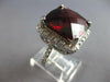EXTRA LARGE 9.80CT DIAMOND & AAA RHODOLITE 14KT WHITE GOLD CUSHION & ROUND RING