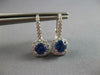 1.50CT DIAMOND & AAA CEYLON SAPPHIRE 18K WHITE GOLD SQUARE HALO HANGING EARRINGS