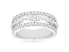 WIDE 1CT DIAMOND 14KT WHITE GOLD 3D MULTI FLOWER SEMI ETERNITY ANNIVERSARY RING