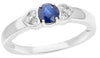 ESTATE .58CT DIAMOND & AAA SAPPHIRE 14KT WHITE GOLD ROUND DOUBLE HEART LOVE RING