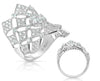 LARGE 1.69CT DIAMOND 14KT WHITE GOLD 3D MULTI SQUARE FLOWER GEOMETRIC FUN RING