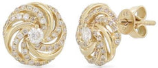 ESTATE .30CT DIAMOND 14KT YELLOW GOLD 3D CLASSIC FLOWER FUN STUD EARRINGS