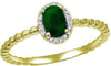 ESTATE .63CT DIAMOND & AAA EMERALD 14KT YELLOW GOLD OVAL & ROUND FLOWER FUN RING