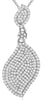 .71CT DIAMOND 14K WHITE GOLD 3D CLASSIC DOUBLE LEAF FLORAL LOVE FLOATING PENDANT