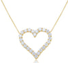 3.55CT DIAMOND 18KT YELLOW GOLD ROUND CLASSIC SHARED PRONG OPEN HEART NECKLACE