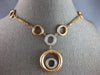 ESTATE .32CT DIAMOND 14KT TRI COLOR GOLD 3D MULTI CIRCULAR LARIAT LOVE NECKLACE