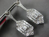 LARGE 3.25CT DIAMOND 18KT WHITE GOLD ROUND AND BAGUETTE HEXAGON HANGING EARRINGS