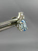 ESTATE .50CT ROUND DIAMOND & OVAL BLUE TOPAZ 14K WHITE GOLD STUD EARRINGS #25923
