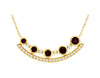 .56CT DIAMOND & AAA RUBY 14KT YELLOW GOLD ROUND GRADUATING JOURNEY BAR NECKLACE