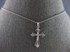 ESTATE .03CT DIAMOND 14KT WHITE GOLD 3D CLASSIC FILIGREE CROSS FLOATING PENDANT
