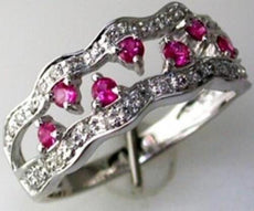 .55CT DIAMOND & AAA PINK SAPPHIRE 14KT WHITE GOLD 3D MULTI WAVE ETOILE FUN RING