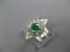 .77CT DIAMOND & AAA EMERALD 18KT WHITE GOLD ROUND HALO FILIGREE FLOWER FUN RING