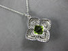 2.78CT WHITE & BLACK DIAMOND & AAA PERIDOT 14KT WHITE GOLD GEOMETRICAL PENDANT