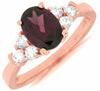 ESTATE 1.87CT DIAMOND & AAA RHODOLITE 14K ROSE GOLD OVAL CLASSIC ENGAGEMENT RING
