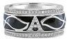.61CT DIAMOND & BLACK ENAMEL 18KT WHITE GOLD A INITIAL WEDDING ANNIVERSARY RING