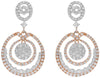 1.90CT DIAMOND 14KT WHITE & ROSE GOLD 3D MULTI CIRCULAR CLUSTER HANGING EARRINGS