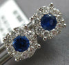 ESTATE .87CT DIAMOND & AAA SAPPHIRE 14KT WHITE GOLD ROUND FLOWER STUD EARRINGS