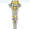 .93CT WHITE & FANCY YELLOW DIAMOND 18KT 2 TONE GOLD DOUBLE HALO ENGAGEMENT RING