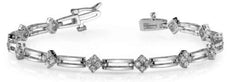 .92CT DIAMOND 14KT WHITE GOLD CLASSIC FLOWER SQUARE BY THE YARD TENNIS BRACELET