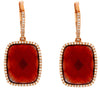 .38CT DIAMOND & AAA RED AGATE 14KT ROSE GOLD CUSHION & ROUND LEVERBACK EARRINGS