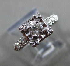 ANTIQUE .45CT DIAMOND 14KT WHITE GOLD FILIGREE FISHTAIL ENGAGEMENT RING #9103